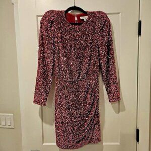 Pink sequin long sleeve dress